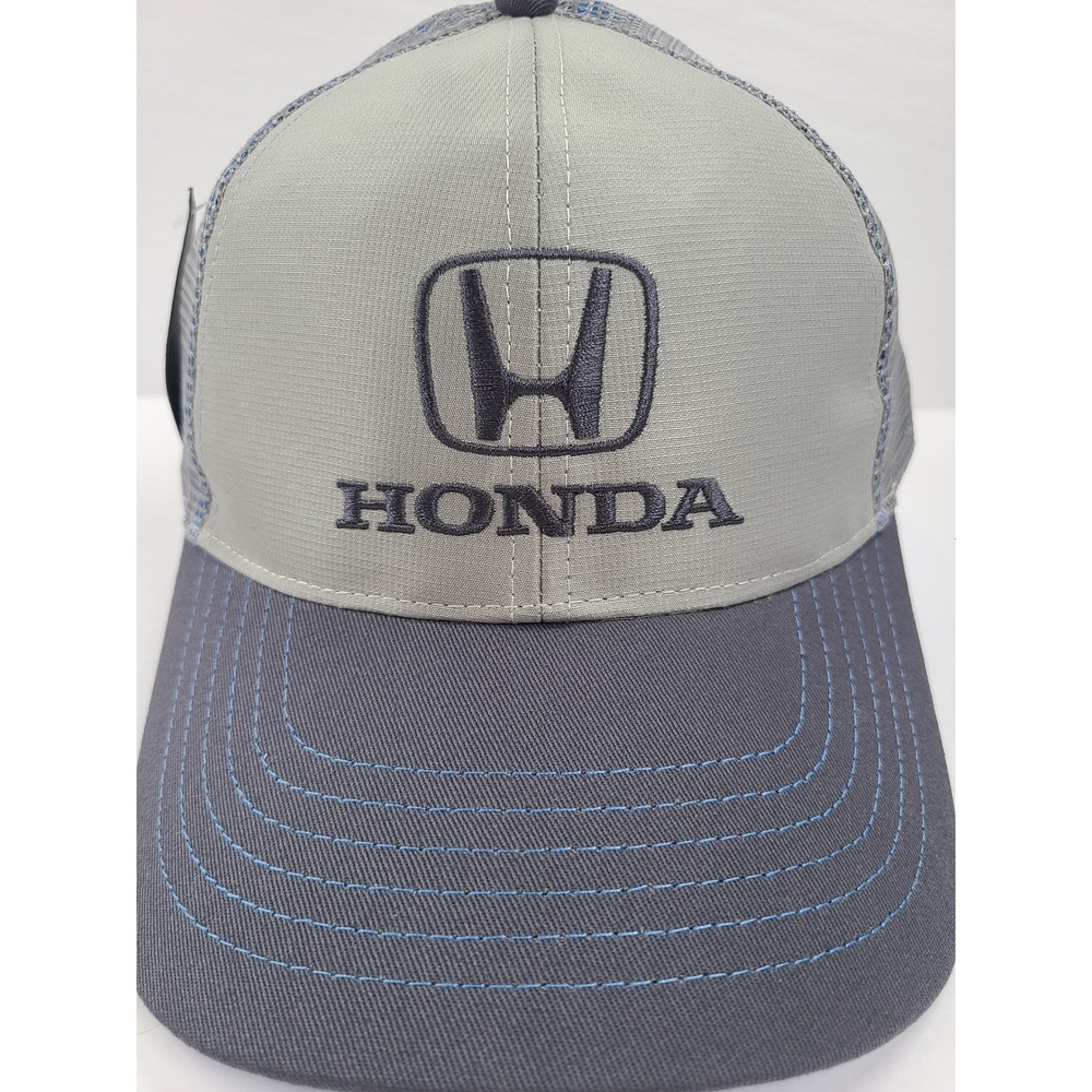 Honda K-Products Gray Blue Mesh Trucker Hat Embroidered Logo Hook Loop New